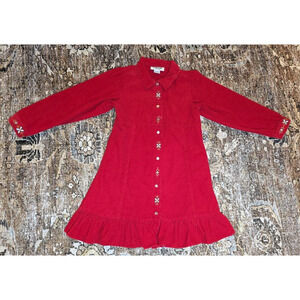 VTG 90’s Oshkosh B’Gosh Red Corduroy Dress Girls Size 5 Western Embroidery